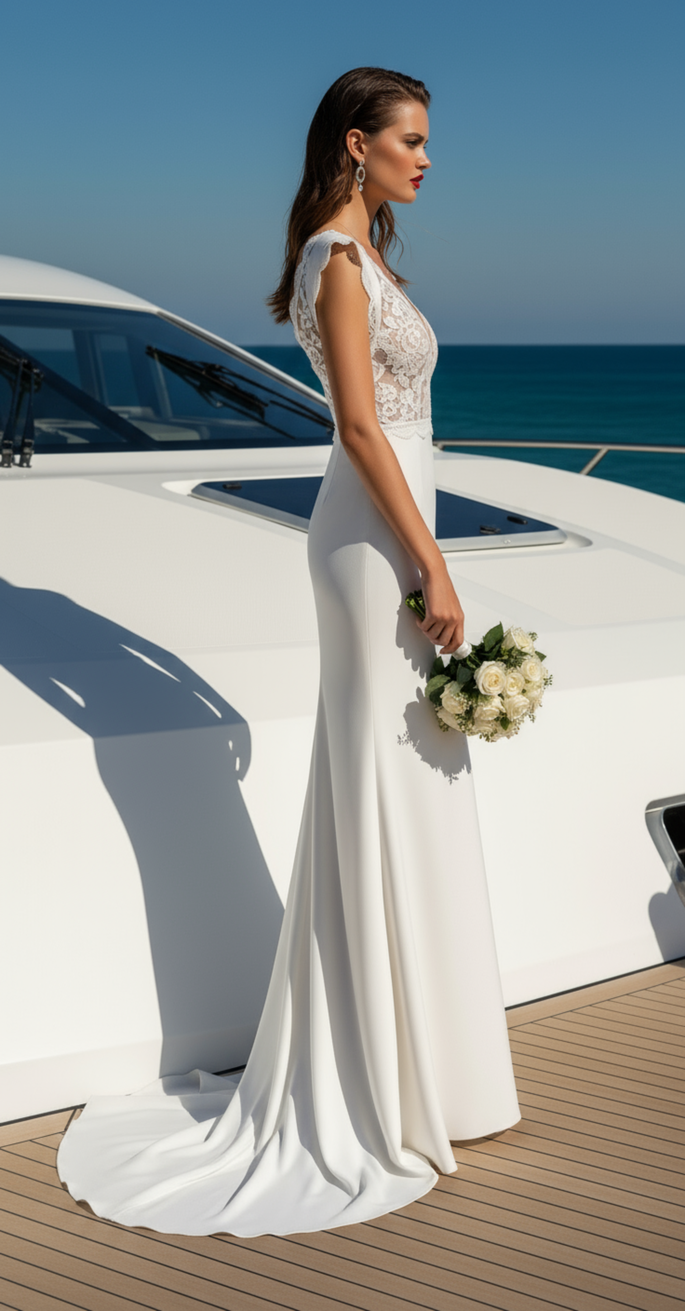 Ivory Luxe Lace Evening Gown