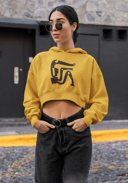 Women Crop Hoodies Yellow Mell