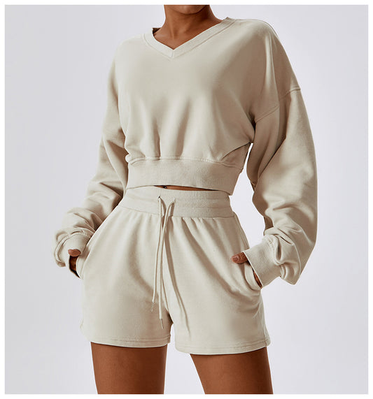 Loose Long Sleeve V Neck Pullover